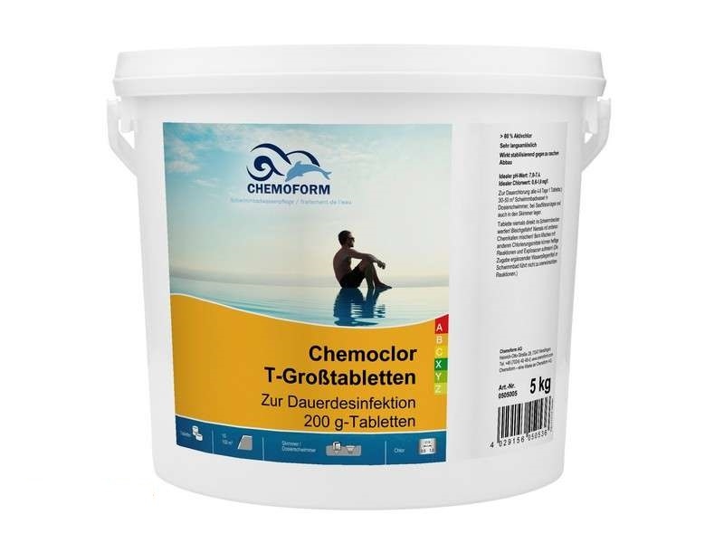 Lėtai tirpstančios chloro tabletės po 200gr, 5kg T-Großtabletten